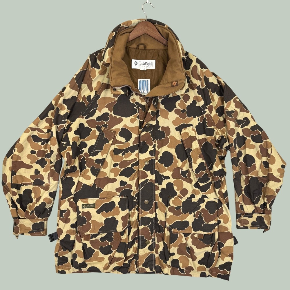 Vintage Columbia Hunting Parka NO HOOD Men XL Duck Camo Omni Tech Outdoor Jacket